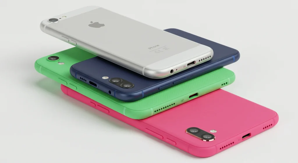 Four Smartphones Stacked End-to-End