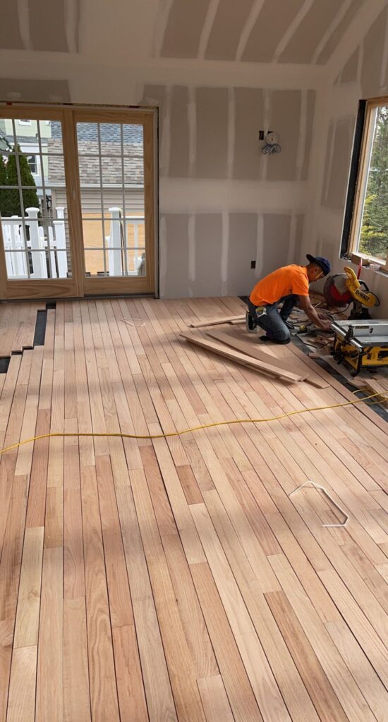 Commercial hardwood flooring installation